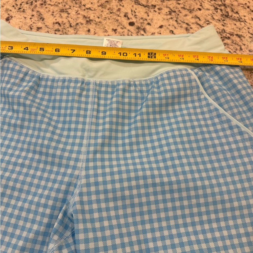 Lands' End Light Blue Gingham Athletic Swim Shorts - Picture 8 of 9